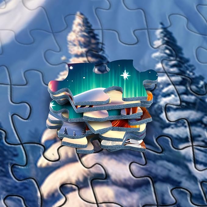 Rocorose Jigsaw Puzzles 1000 Pieces for Adults, Christmas Puzzle Winter Night Bonfire Evening Animal Funny Challenging Large Holiday Puzzles - Snowy Scene, Aurora, Christmas Tree, Fox, Deer