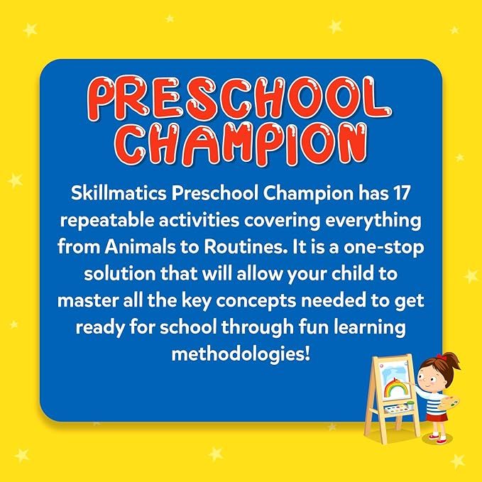 Skillmatics Educational Game : Preschool Champion | Reusable Activity Mats with 2 Dry Erase Markers | Gifts & Preschool Learning for Ages 3-6