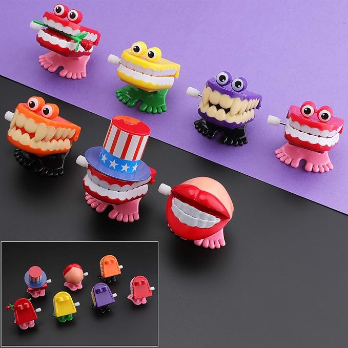 ZhongRuiYongQiang 7PCS Chattering Teeth Wind Up Toy Walking Teeth, Gags Practical Joke Toys Funny Small Feet Novelty and Gag Gifts