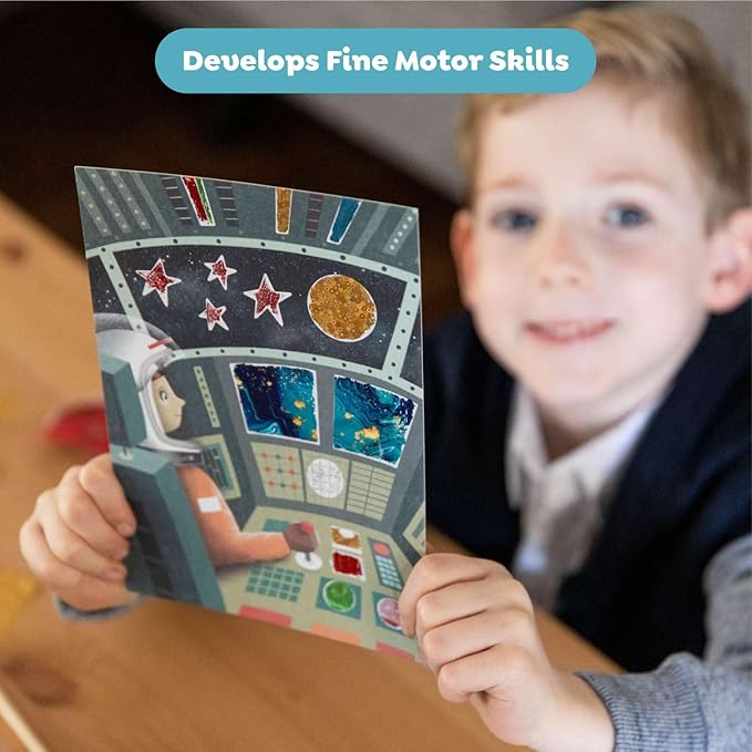 Tiger Tribe Foil Art Kit - Space Adventures DIY Craft Set for Kids, Includes Foil Sheets and Art Cards for Creative Fun