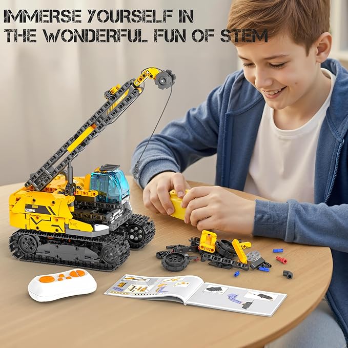 5in1 STEM Robot Building Kits for Kids 6-14, Remote & APP Controlled STEM Excavator/Bulldozer/Crane/Robot Building Toys, 736 Pcs Educational Building Sets for Kids, Erector Sets Gifts for Boys Girls