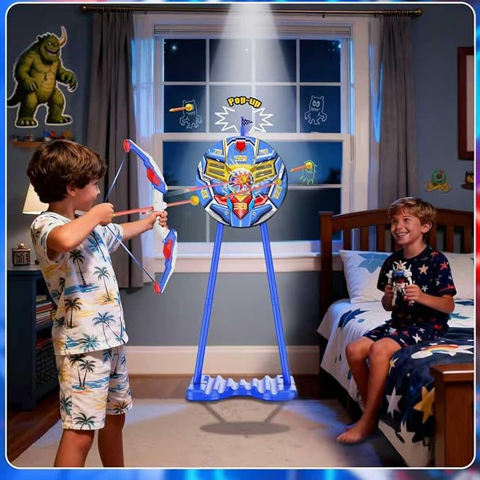 2 Pack Kids Bow and Arrow, LED Light Up Archery Toy Set with 20 Suction Cup Arrows, Standing Target & Arrow Case,Kids Indoor and Outdoor Toys Birthday Gifts Ideas for 3 4 5 6 7 8 9 10 11 12 Year Boys
