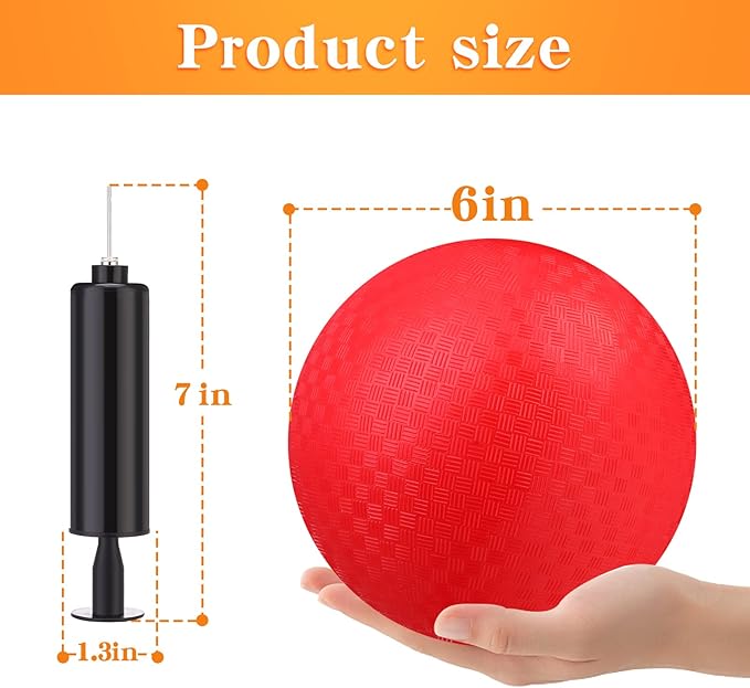 Yunsailing 24 Pack Dodgeballs Bulk 6 Inch Operation Christmas Playground Balls Rubber Bouncy Inflatable Kickball with Pump for Kids Adult Outdoor Handball Game Christian Donation Gift (Red)
