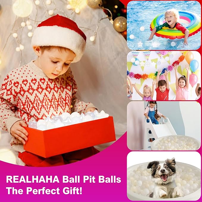 Realhaha Ball Pit Balls 50 100 200 500, Star Shapes for Babies Kids Playpen Plastic Balls for Babies Ball Pool Puppy Playballs