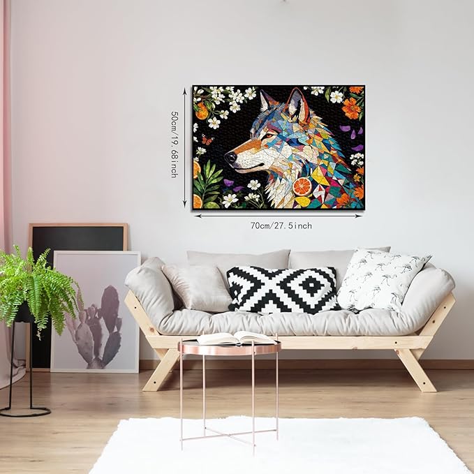 Puzzles for Adults 1000 Piece Jigsaw Puzzles with Letters on Back Wolf Puzzle Fun Gift Impossible Puzzle No Dust Family Decoration(27.56x19.7 Inch)