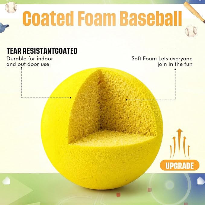 Wettarn 4 Pcs 16.5" Foam Baseball Bat with Balls Kids Soft Mini Foam Baseballs T Ball Bat Gift Set for Outdoor Indoor Sport Game Beginners Practice Playing Training (Red, Blue, Orange)