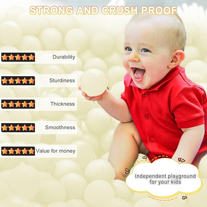 Clear Ball Pit Balls - Crush Proof Plastic Toy Balls for Boys and Girls