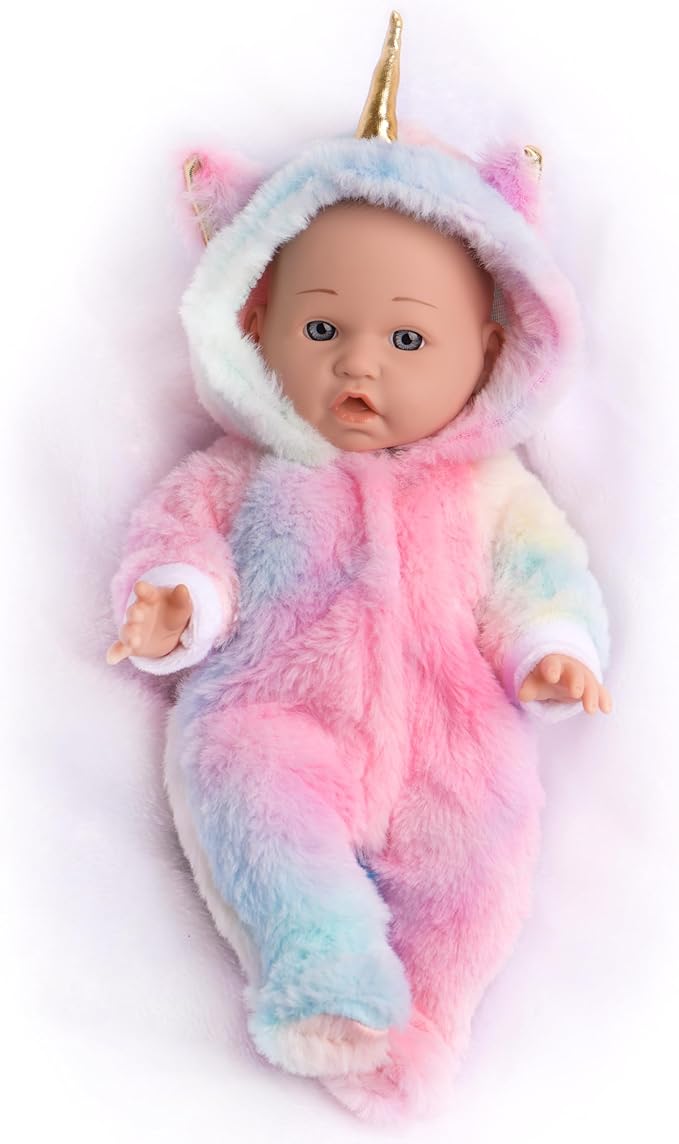 12 Inch Baby Dolls with Unicorn Clothes In Gift Box, With Doll Accessories Unicorn Onesie Clothes Feeding Bottle Pacifier Blanket, Play Set Toy for 3 4 5 6 Years Toddlers, Christmas Birthday Ideal