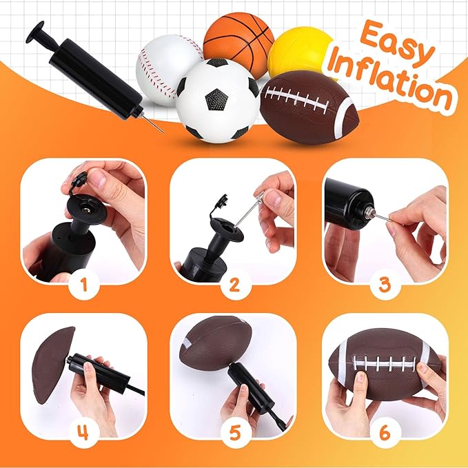 LovesTown Sports Balls for Kids, 5 Pack Inflatable Playground Balls Rubber Kickballs Dodgeballs with Duffle Bag, for Kids Toddlers Indoor Outdoor Toys