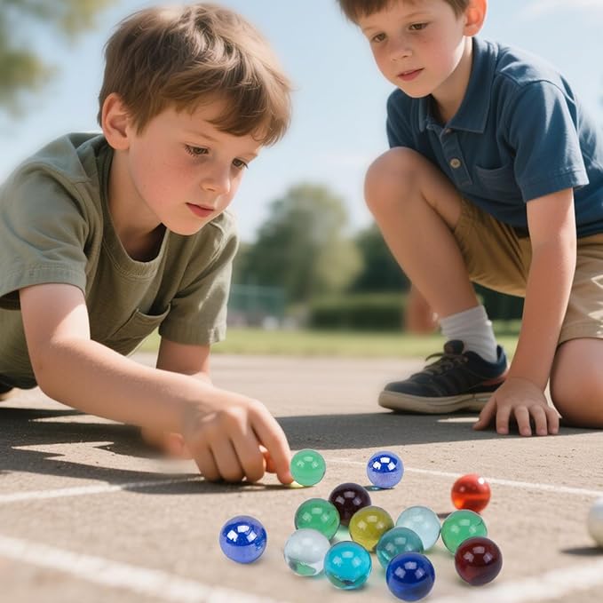 POPLAY 200PCS Marbles Bulk with Whistle, for Marbles Run and Racing Games