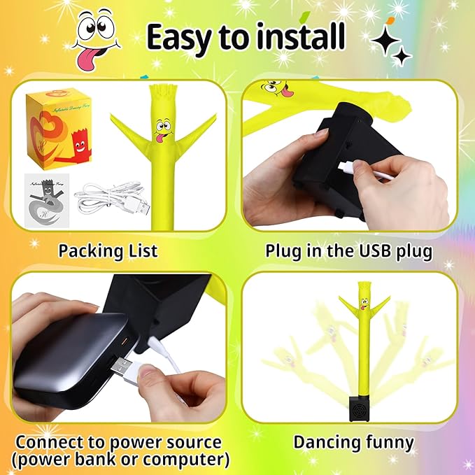 Poen Easter Gifts for Kids Mini Wacky Waving Inflatable Tube Guy with Blower Gag Toy Gift Inflatable Tube Man Birthday Desktop Decor Dancing Blow up Man for Office Party Decor(Cute)