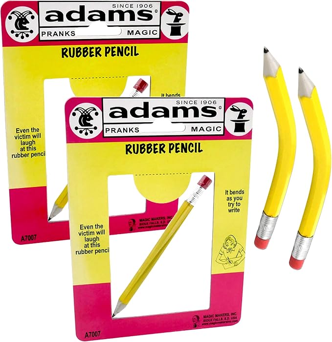 Adams Pranks and Magic - Rubber Pencil - 2 Pack Classic Novelty Prank Toy