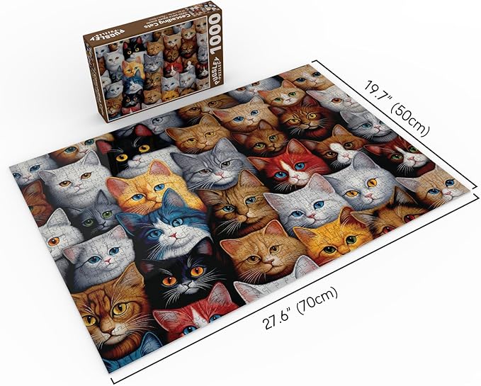 Cascading Cats 1000 Piece Jigsaw Puzzle for Adults, 27.6” x 19.7” (Cat Puzzle)