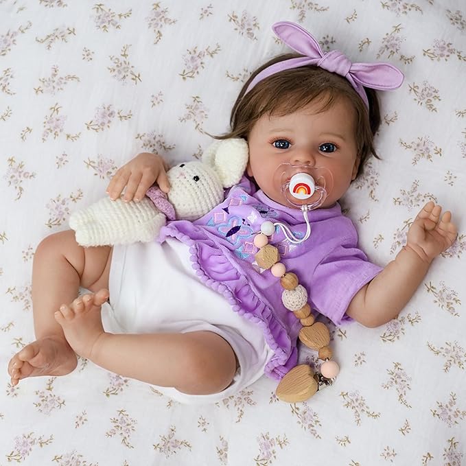 SCOM Realistic Reborn Baby Dolls-20 inch Lifelike Baby Doll Girl with Soft Weighted Body, Reallife Reborn baby Girls With Baby Accessories & Gift Box, Suitable Toy for Age 3+ Kids,Birthday/Easter Gift