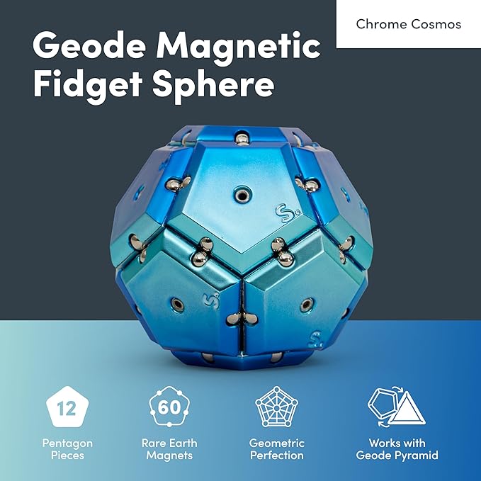 Speks Geode Magnetic Fidget Toy | Sensory Desk Toy for Adults & Teens 14+ | Stress Relief Gift | Sphere, Blue
