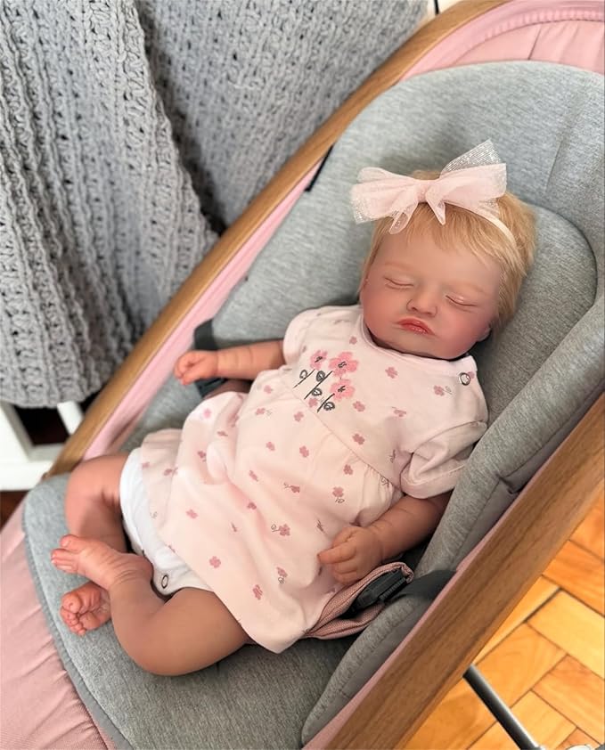Lifelike Reborn Baby Dolls Cute Sleeping Girl 20 Inch Soft Vinyl Realistic Newborn Baby Doll Handmade Real Life Baby Dolls with Clothes Accessories Reborn Doll Toys Xmas Gift for Kids Age 3+
