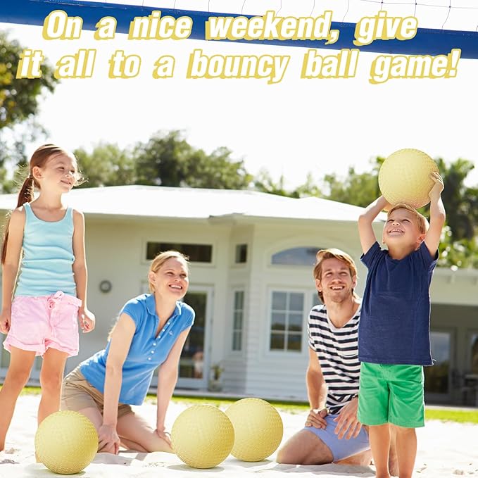 6 Pcs Macaron Playground Balls 8. 5 Inch Pastel Color Rubber Bouncy Balls for Kids Inflatable Colored Dodgeball Kickball Handball for School Backyard Beach Indoor Outdoor Games (Yellow)