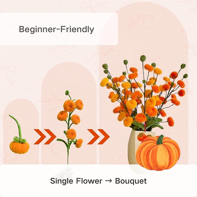 500pcs Pipe Cleaners Craft for Flowers,Chenille Stems for DIY Flower Making Kit,Pipe Cleaners Projects Creative for DIY Art and Craft,Ideal for Holiday Decoration(Pumpkin)