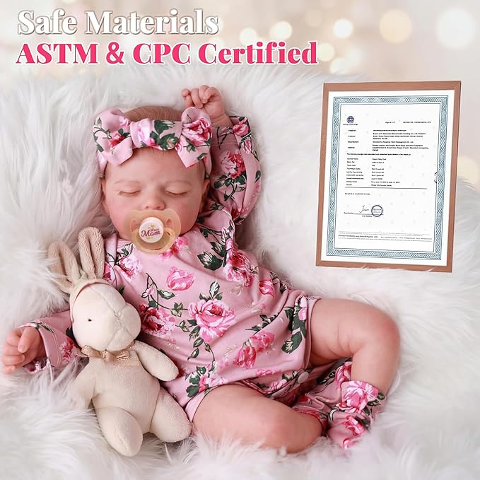 BABESIDE Lifelike Reborn Baby Dolls - Sleeping Realistic Newborn Soft Body Real Life Girl Dolls with Accessories Gifts for Kids Age 3 + & Collection, 20 inches