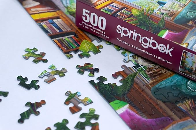 Springbok The Library 500 Piece Jigsaw Puzzle for Adults - Cozy Library for Booklovers - Unique Cut and Perfectly Fit Pieces - Finished Size 23.5" x 18"