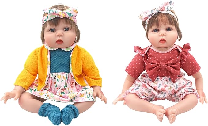 Reborn Doll Clothes for 18-22 Inch Dolls, Include Dress, Coat, Headband and Socks, 4-Packs for 20 Inch Doll (Not Include Doll)