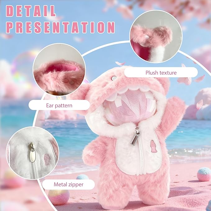 Shark Clothes for Dolls,1-Piece Marine-Themed Costume Accessory, Compatible 6.7 Inch(17cm ) Doll, Clothes Accessories Perfect for Collectors and Dress-Up (Shark-Pink)