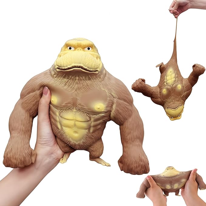 Stretchy Glue-Sand Filled Rubber Gorilla, Latex Gorilla Soft Decompression Doll Toy,Squishy Monkey Toy, Animal High-Elastic Stretchable, Decompression Toy for Adults and Children (Gorilla-L)