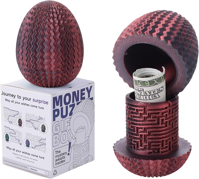 Maze Egg Money Puzzle Gift Box: Available in 4 Unique Internal Designs - Secret Cash Holder & Surprise Gift Container for Easter, Birthday, Wedding - Fun Brain Teaser Toy for Kids & Adults