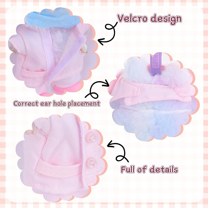 Compatible with Labubu Doll Medical Nurse Outfits Clothes and Accessories Set Designer,17cm Doll Clothes Outfits Use for Labubu(Pink)