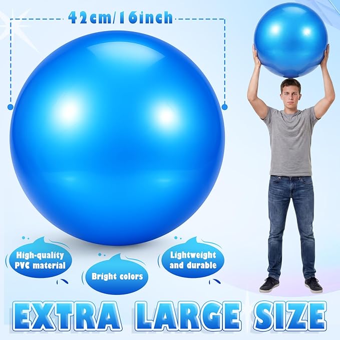 Lewtemi 16 Inch Jumbo Inflatable Playground Ball Marbleized Giant Large Rubber Kickball Four Square Bouncy Balls Giant Beach Dodgeball for Swimming Pool Sports Activities