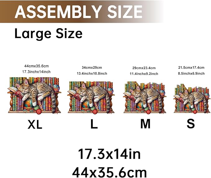 Jigfoxy Wooden Puzzles for Adults, Cat Wood Puzzle for Adults, Unique Animal-Shaped Wooden Jigsaw Puzzle, Christmas Thanksgiving Gifts for Puzzle Lovers, Family and Friends (XL-17.3 * 14in-450pcs)