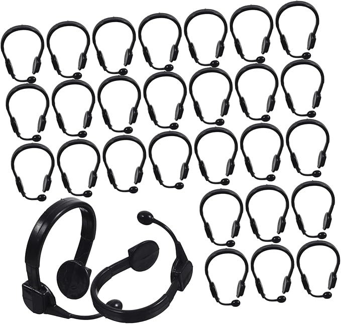 TOYANDONA 50pcs Little Yellow Headphones Mic Ear Phones Plastic Doll Cosplay Headphones Mini Headset Decors Doll Crafts Headset Decorations Dress up s Baby Accessories Toy