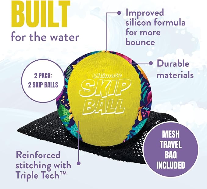 Activ Life The Ultimate Water Skip Balls, Water Bouncing Ball for Swimming Pool, Beach Toys for Friends, Family, Kids and Adults