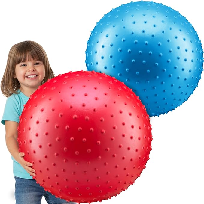 Jumbo 18-Inch Playground Balls (2 Pack, Red & Blue) - Giant Large Inflatable Rubber Kickball for Kids and Toddlers, Boys & Girls Backyard, Sports, Gym, Recess, Indoor & Outdoor Games w/Pump