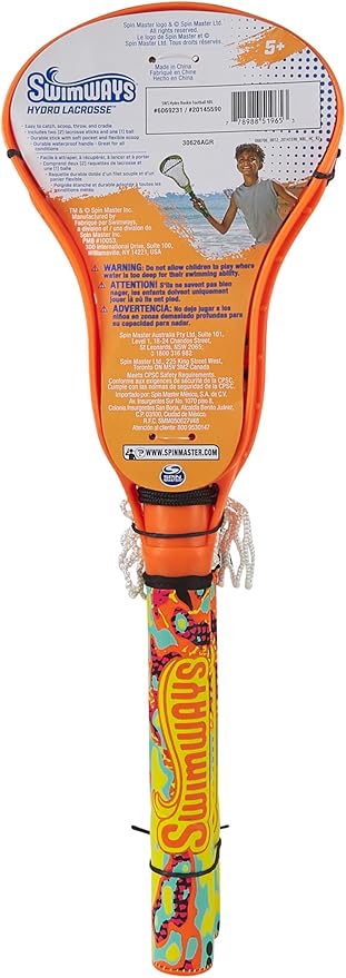 SwimWays Hydro Lacrosse, Waterproof Lacrosse Set, Outdoor Games for Adults and Kids, Sports Equipment, Pool Party Games and Toys, Orange