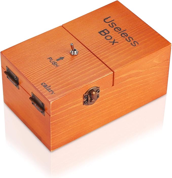 Calary Useless Box Turns Itself Off in Box Alone Machine Fully Assembled in Box (Brown)