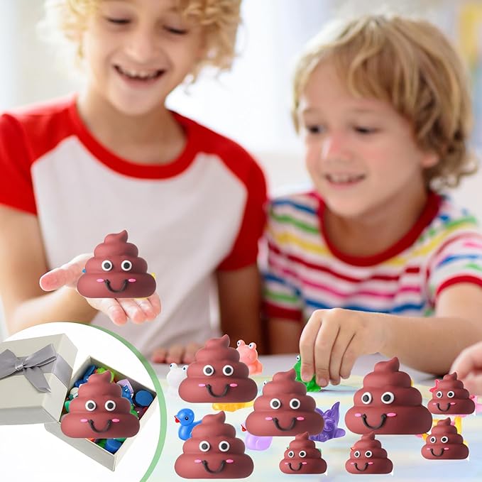 50 Pcs Mini Poop Figures Small Poop Figurines Poo Toys Fake Poop Classic Brown Poop Rubber Poop for Prank Hide Seek Goodie Bags Piñata Stuffers Party Supplies Gifts Easter Egg Fillers