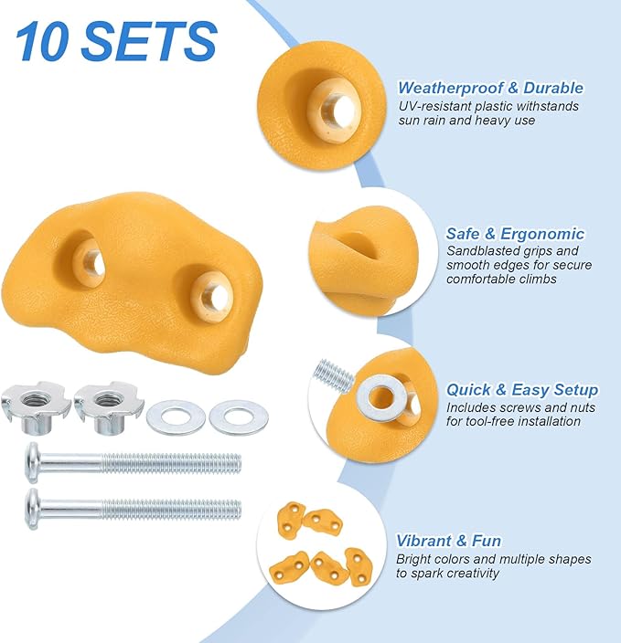 PATIKIL Climbing Rock Wall Grips Play Set Climber Attachments with Double Hole
