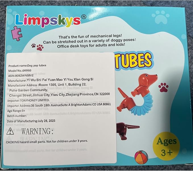 Dog pop Tubes fidgets, Easter Egg Stuffers, Sensory Toys for Kids 5-7, fidgets for Toddler, Easter Basket , Easter Egg fillers,（4 Pack Dog）