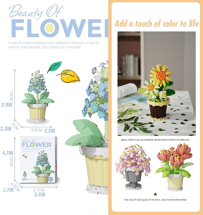 Wedding Hanging Orchid Mini Flower Potted Plant Bonsai Building Toy Blocks Artificial Particle Flower Botanical
