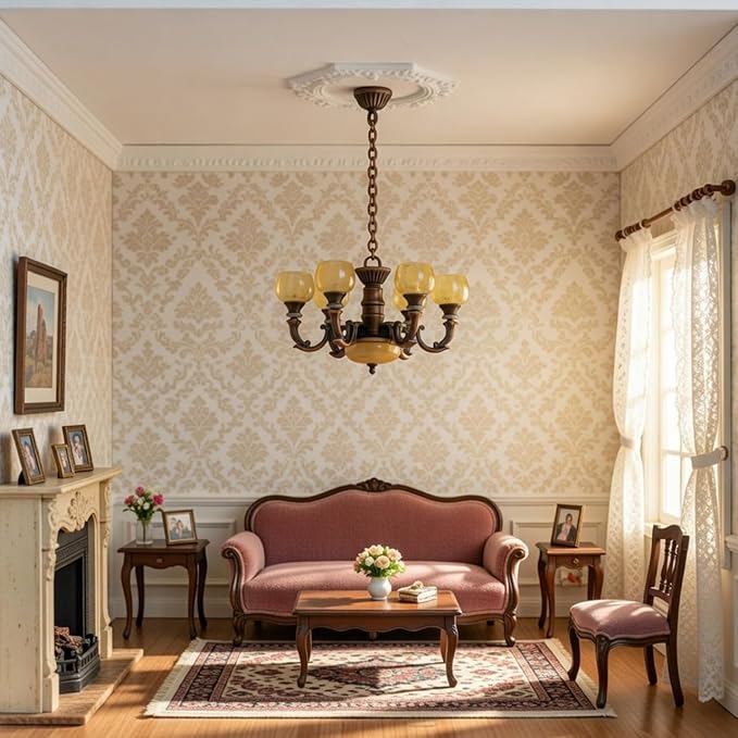 Garneck Dollhouse Chandelier Lights: 1/12 Scale Miniature Ceiling Lamp Vintage Mini Pendant Light Furniture Decor Gift for Kids Girls DIY Lovers Doll House Decoration Accessories