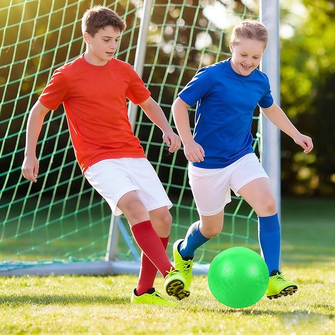 Huaerle 18 Pcs Sports Kickball Set Includes 2 Playground Ball with Air Pump 4 Rubber Throw Down Bases 10 Foul Line Cones and a Flip Scoreboard for Boys Girls Adults Playground School Backyard