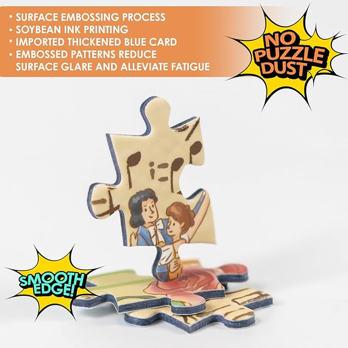 MOMIBOOK 1000 Piece Puzzle for Adults Jigsaw Puzzles of Party Waltz, Gilding Dancing Together Painting Image Challenging Hard Impossible Puzzle Unique Party Christmas Birthday Gifts