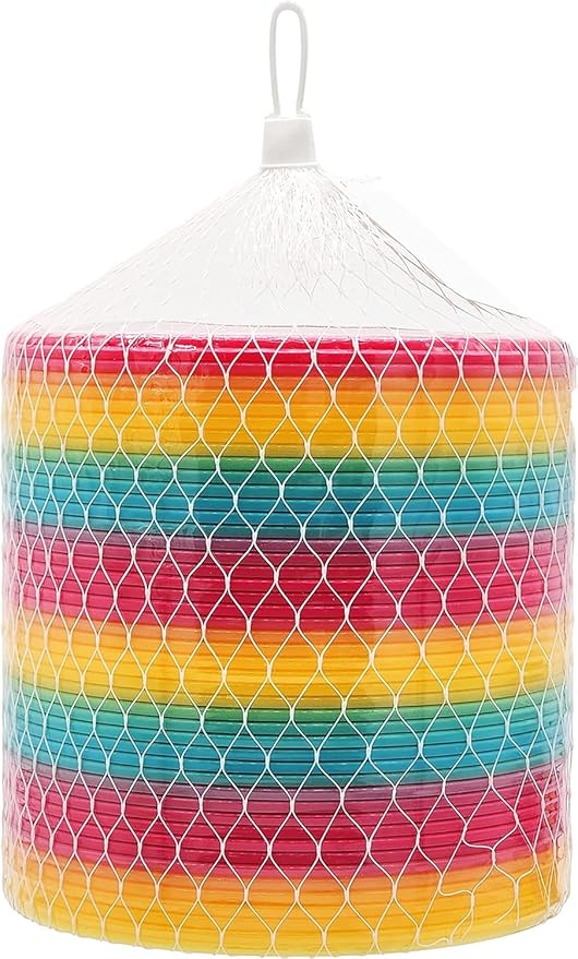 The Dreidel Company Jumbo Rainbow Plastic Coil Spring, Party Favor for Kids, Individually Wrapped, 7" (175mm) Spring (4-Pack)