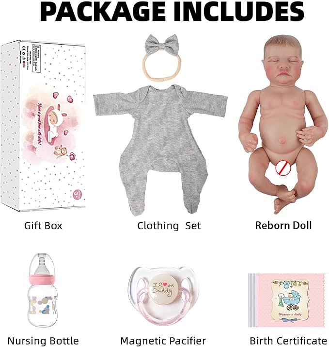 SCOM Realistic Reborn Baby Dolls - 18 Inch Real Life Baby Girl, Lifelike Doll with Weighted Body, Newborn Baby Boy with Full Vinyl for Kids Age 3 4 5 6+ Gift