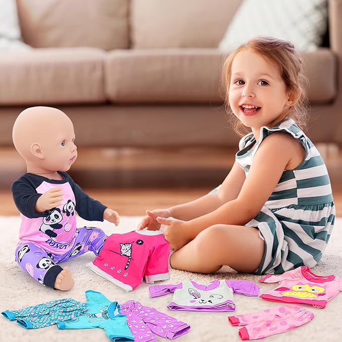 K.T. Fancy 5 Sets Baby Doll Clothes for 14-18 Inch Dolls - Gift for Kids' Birthday, Children's Day & Christmas