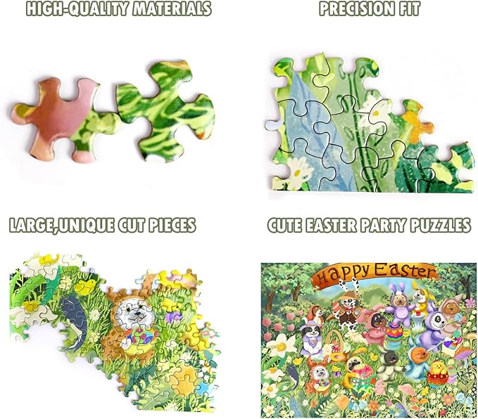 500 Piece Puzzles for Adults - Easter Dog Bunny Ears & Egg Designs Themed - Challenging Puzzle for Game Nights Spring Holiday Family Party Decoration
