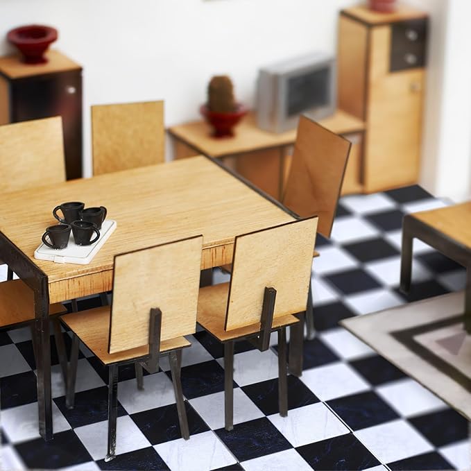 STOBOK 27Pcs Miniature Dollhouse Flooring 1.18In Wood Dollhouse Floor Tiles for 1/12 Scale Tiny House Decor and Craft Doll House Furniture
