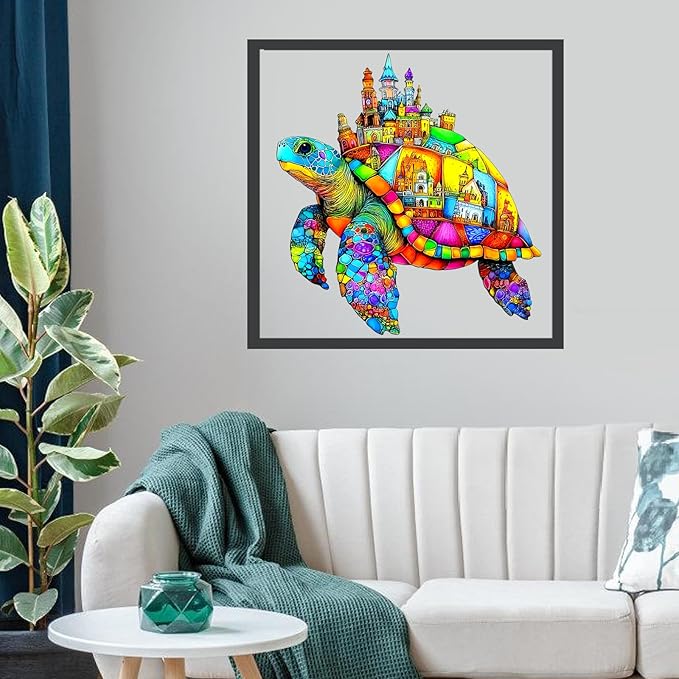 Mocfesk 456 Pieces Sea Turtle Wooden Puzzles for Adults, Fairy-Tale Ocean Wooden Jigsaw Puzzles, Unique Shaped Wood Cut Puzzles for Parent and Child, Family Toy Home Decoration 16.9'' x 15.8''