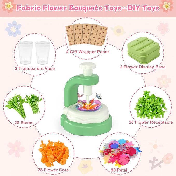 M SANMERSEN DIY Arts and Crafts Kits for Kids Ages 4-8-12 Flower Bouquet Toys Craft Kit for 4 5 6 7 8 Year Old Girls Ideas Birthday Gift,Classroom Educational Activity Toy for Toddler Kids Girls